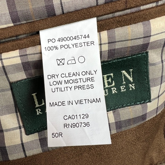 Lauren Ralph Lauren Faux Suede Blazer Sport Coat Men 50R Brown Classic Academia - Picture 5 of 12
